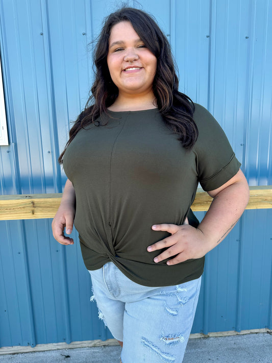 Green Twist Front Top