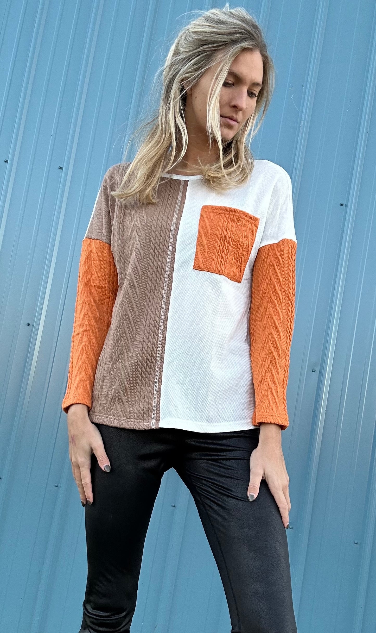 Colorblock Long Sleeve knit top