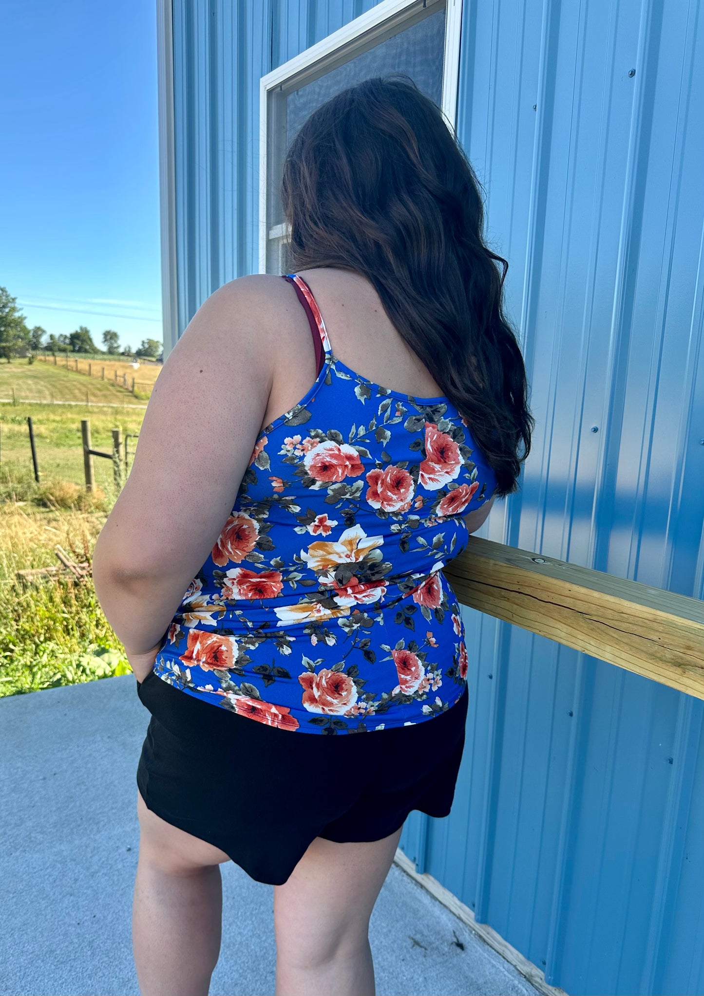 Floral Blue Tank