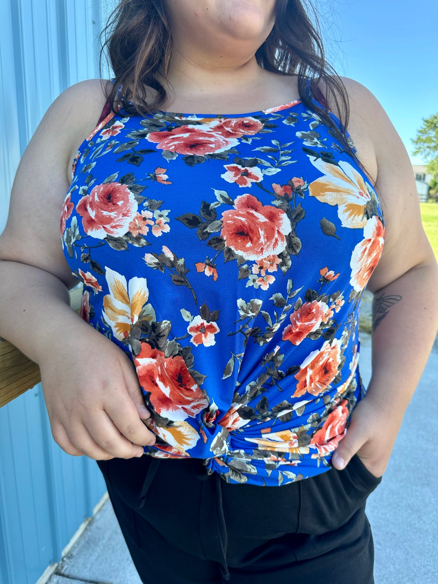 Floral Blue Tank