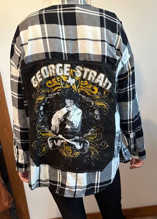 George Strait Black and White Flannel