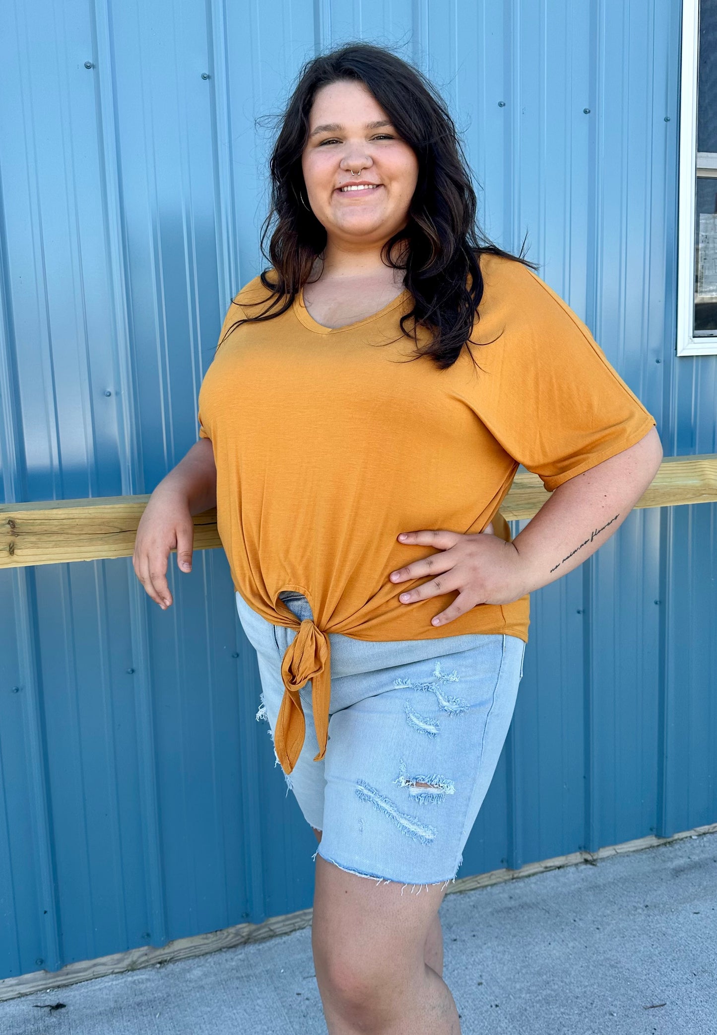 Yellow Tie Front Top