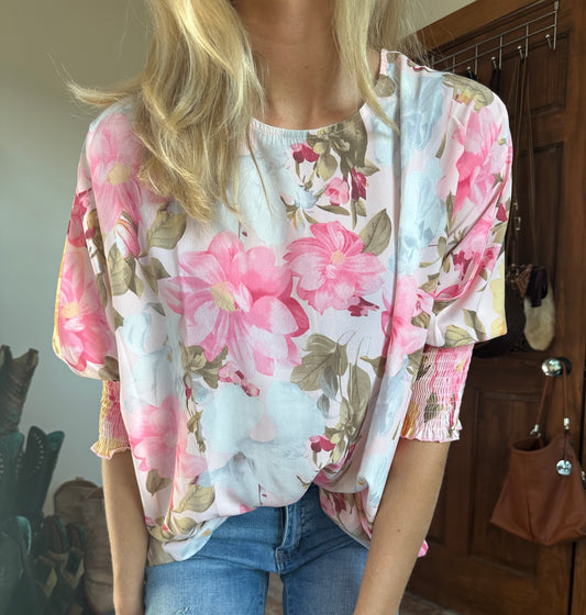 Pink Flower Blouse