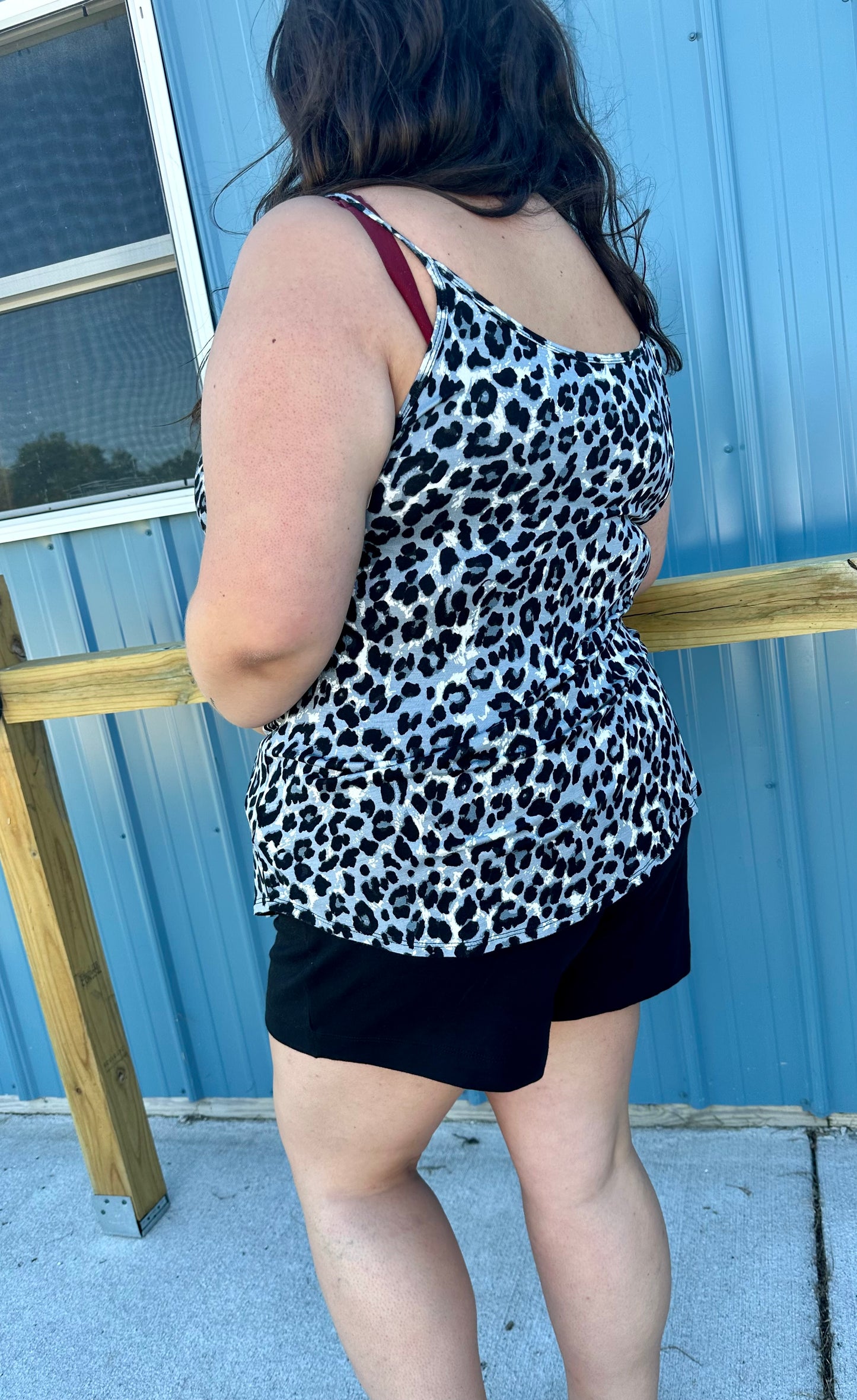 Grey Leopard Print Tank Top