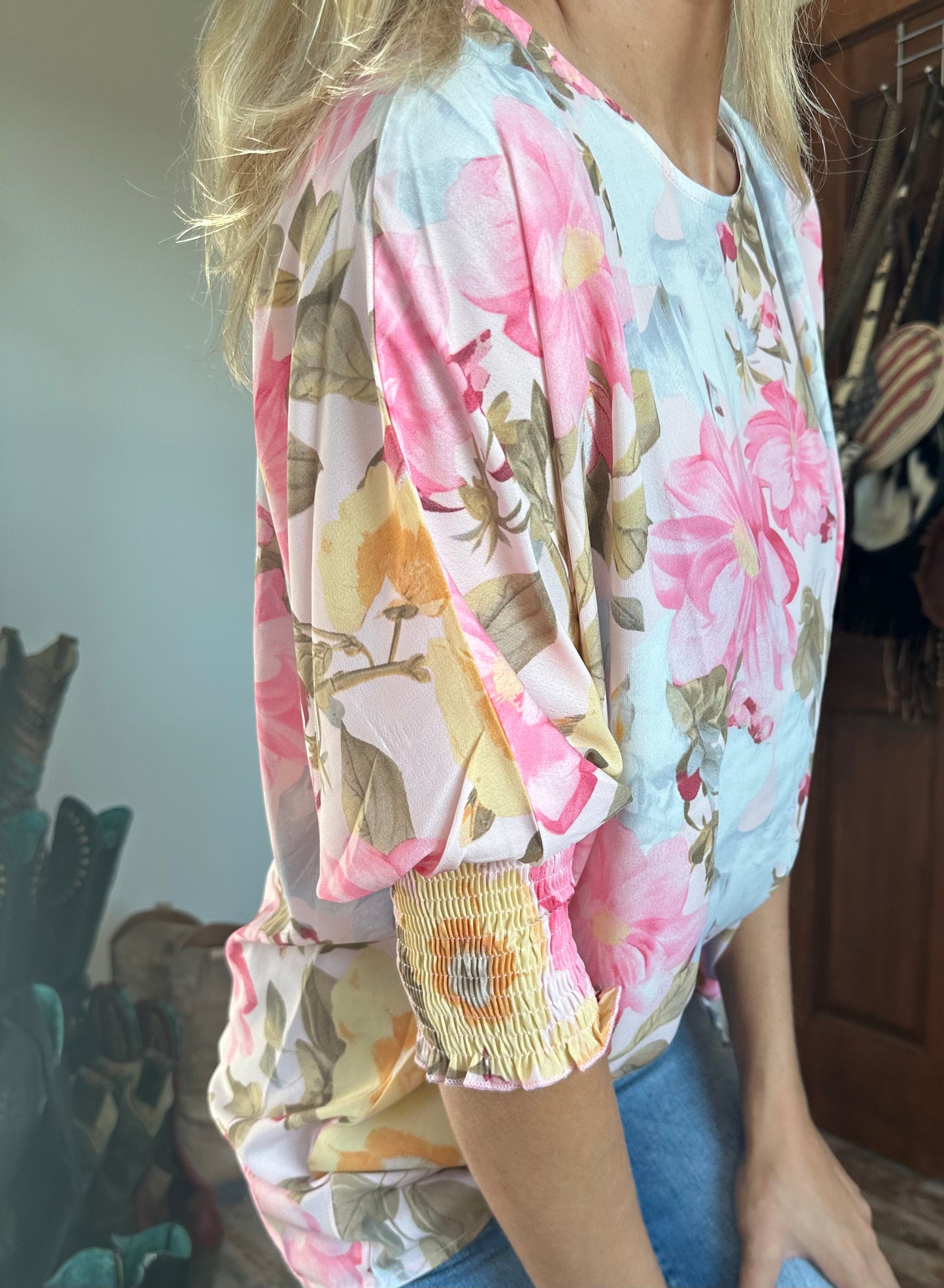 Pink Flower Blouse