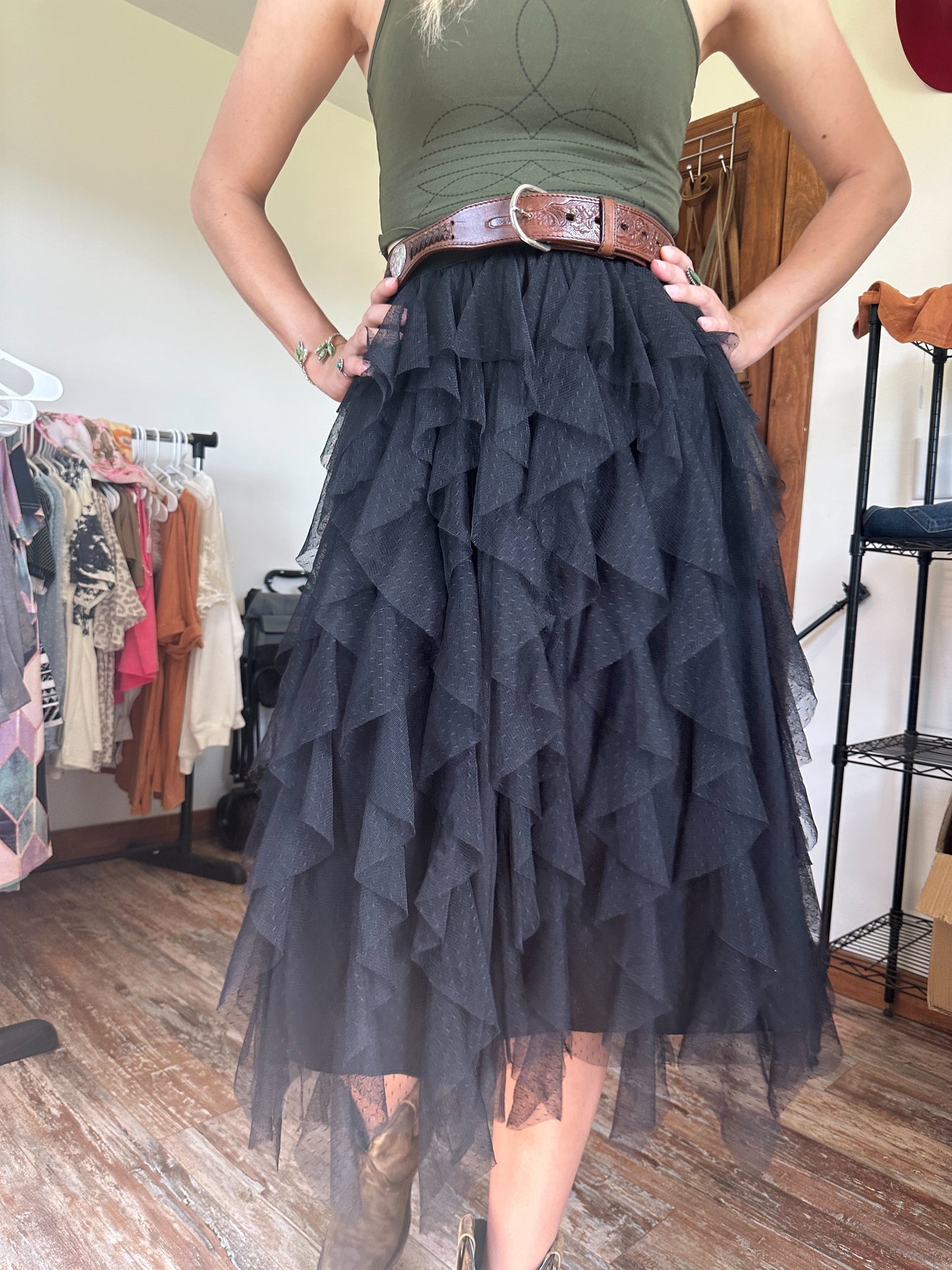 Black Ruffle Tulle Skirt