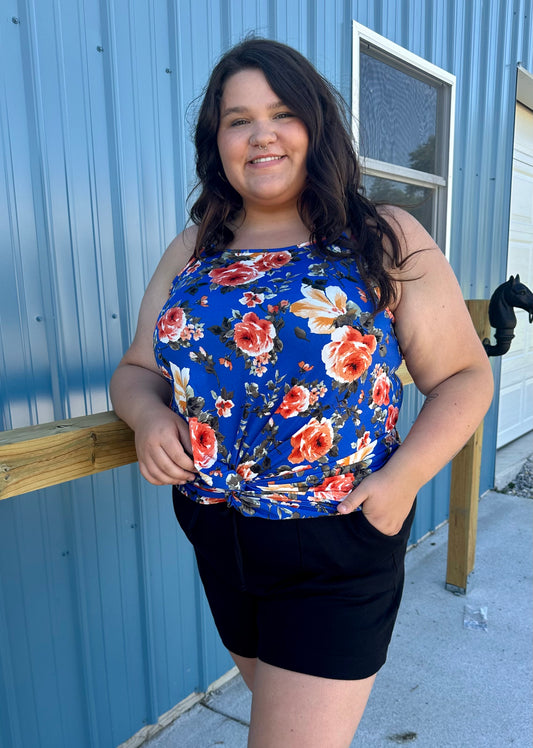 Floral Blue Tank