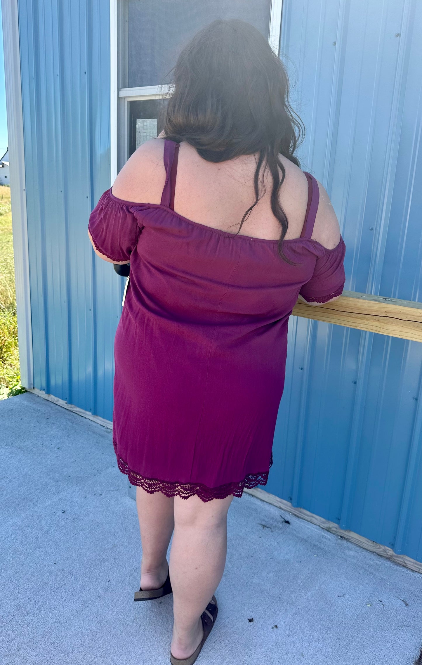 Burgundy Off The Shoulder Dress