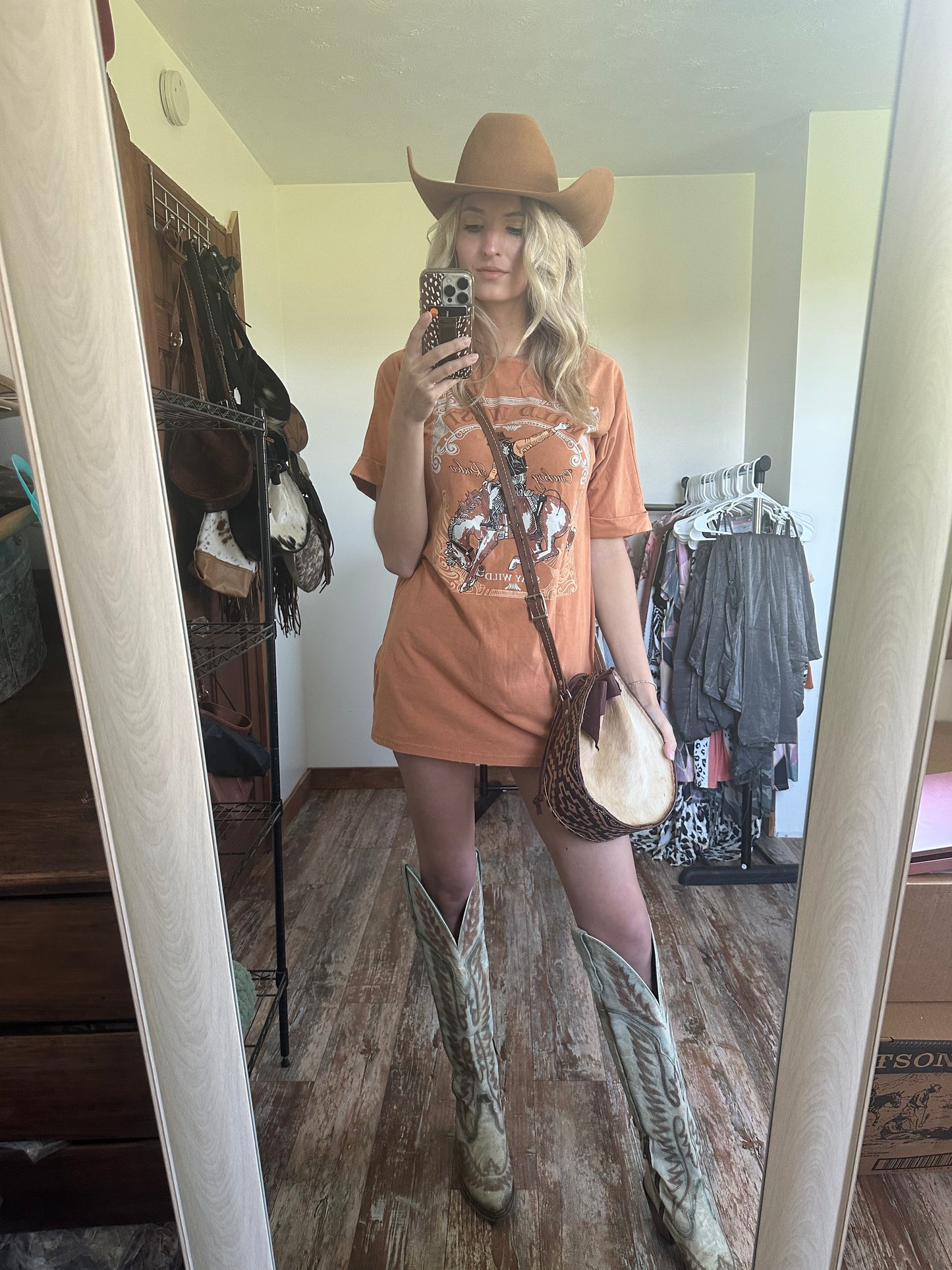 Stay Wild Western Print T-Shirt Dress