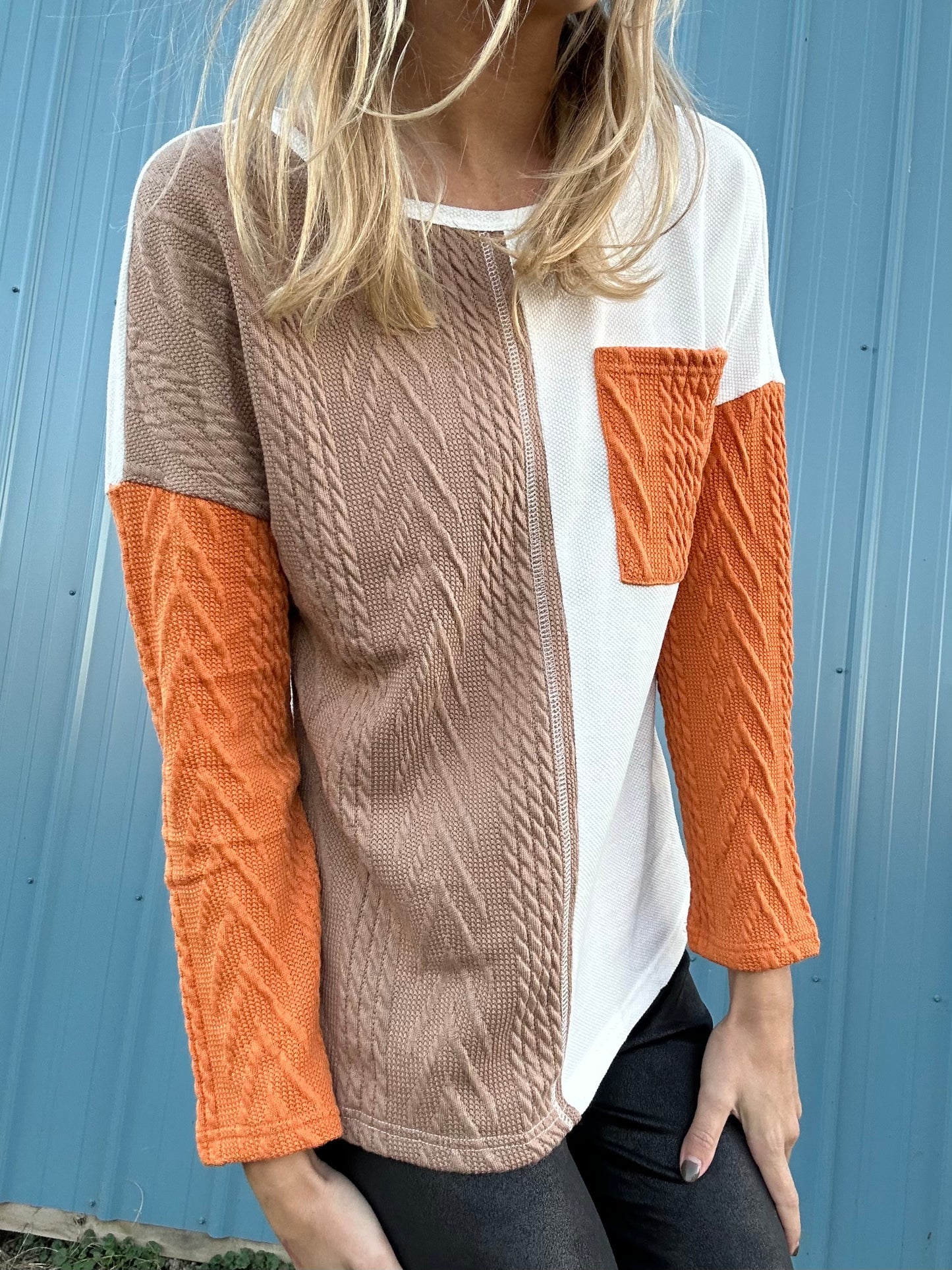 Colorblock Long Sleeve knit top