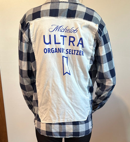 Wrangler Michelob Ultra Blue and white flannel