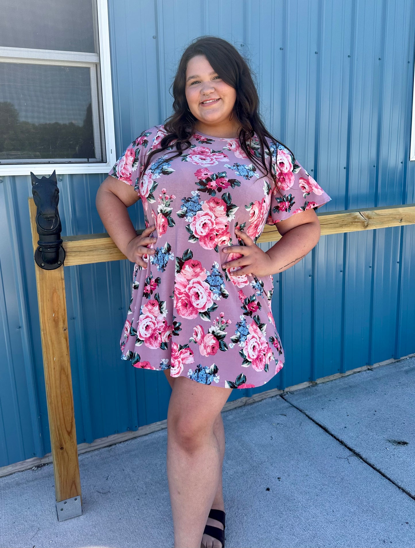 Pink Floral Short Dress