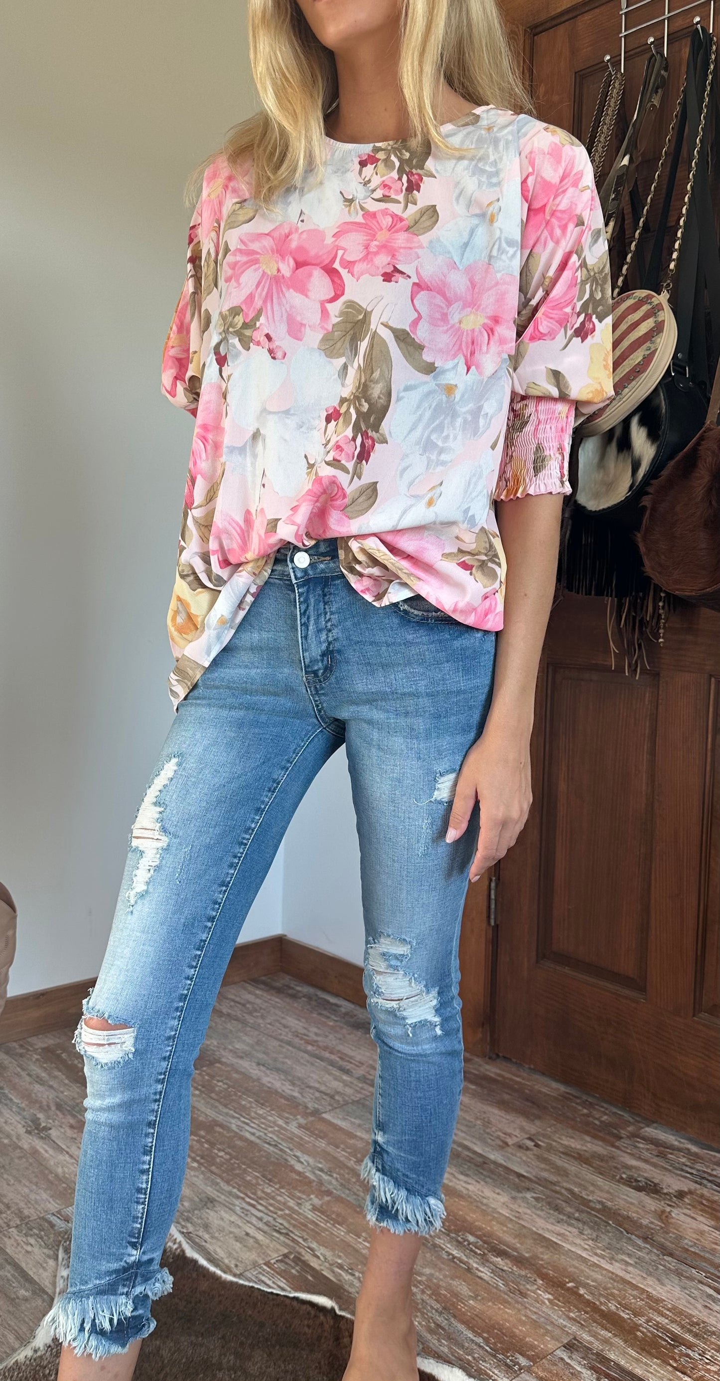 Pink Flower Blouse