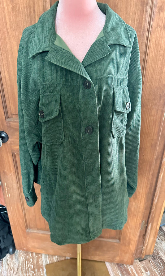 Green Corduroy Shacket