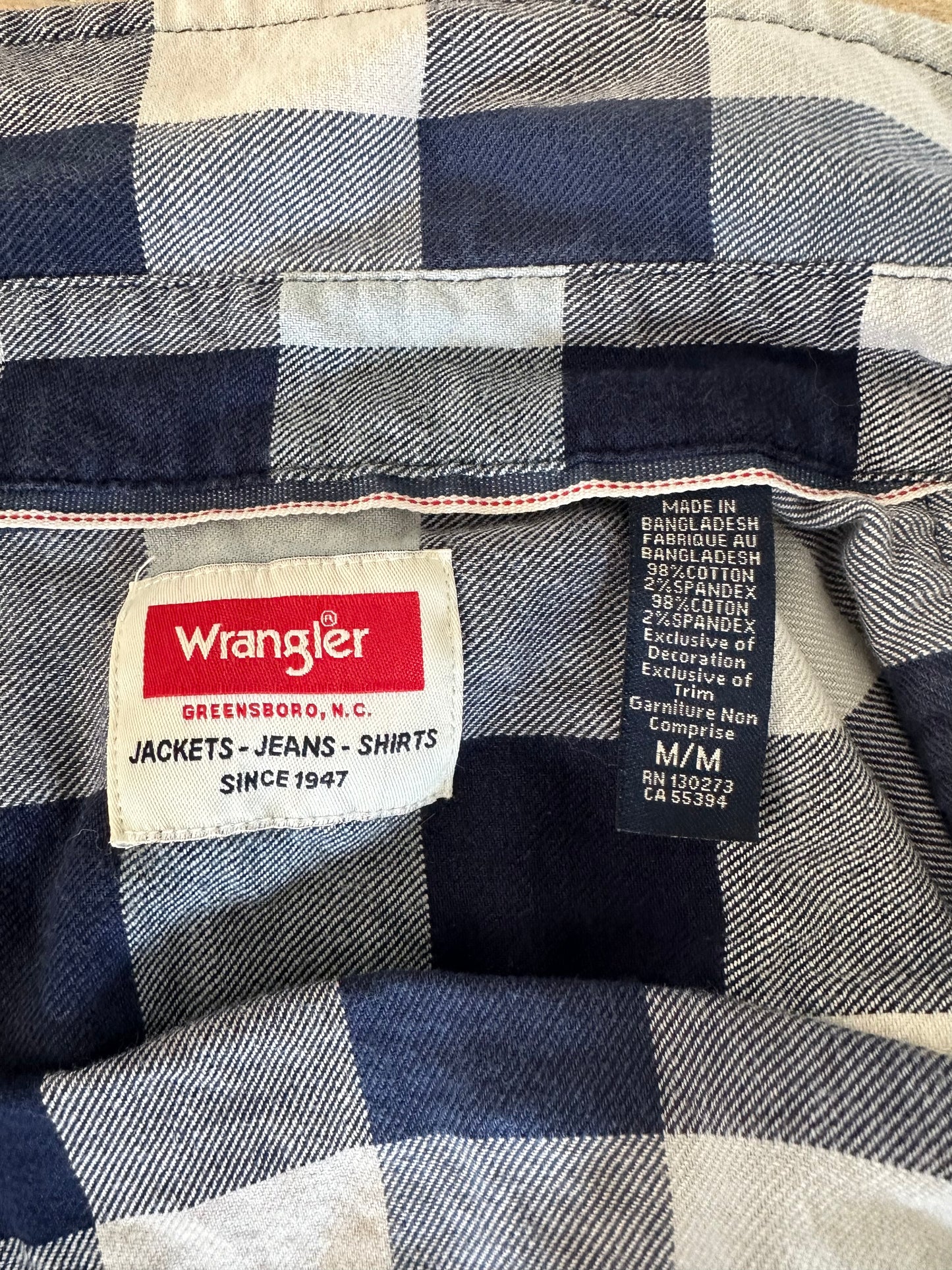 Wrangler Michelob Ultra Blue and white flannel