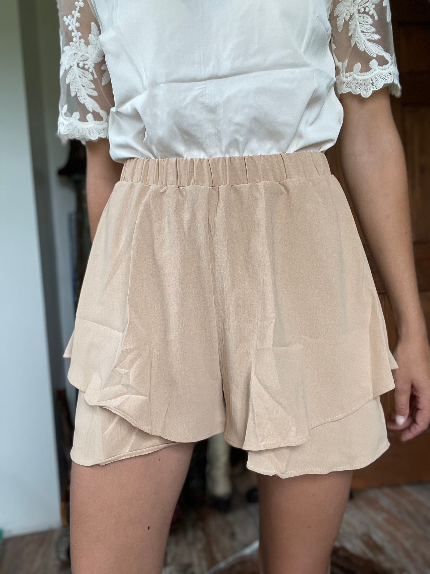 Khaki Ruffle Shorts