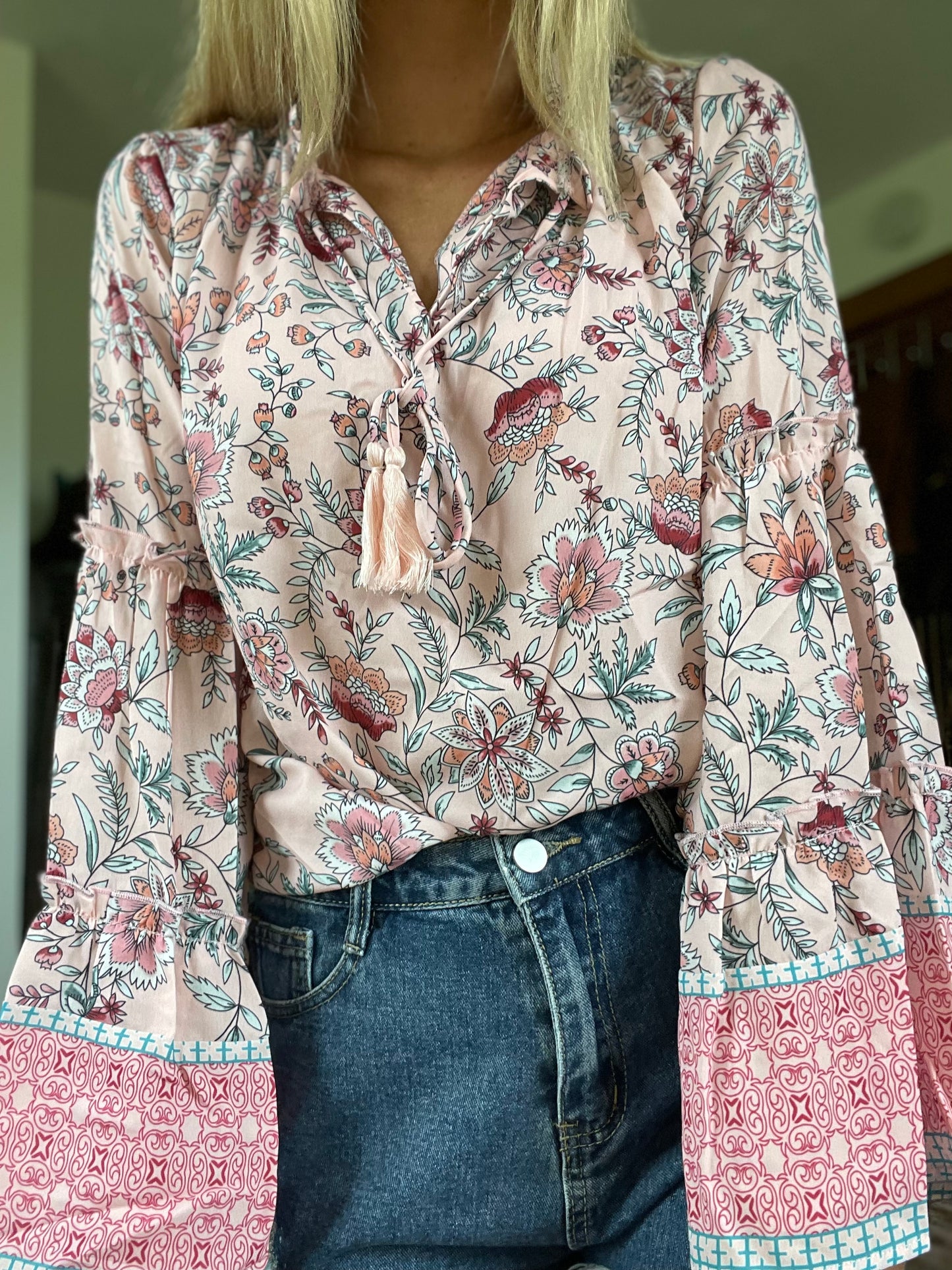 Floral Bell Sleeve Top