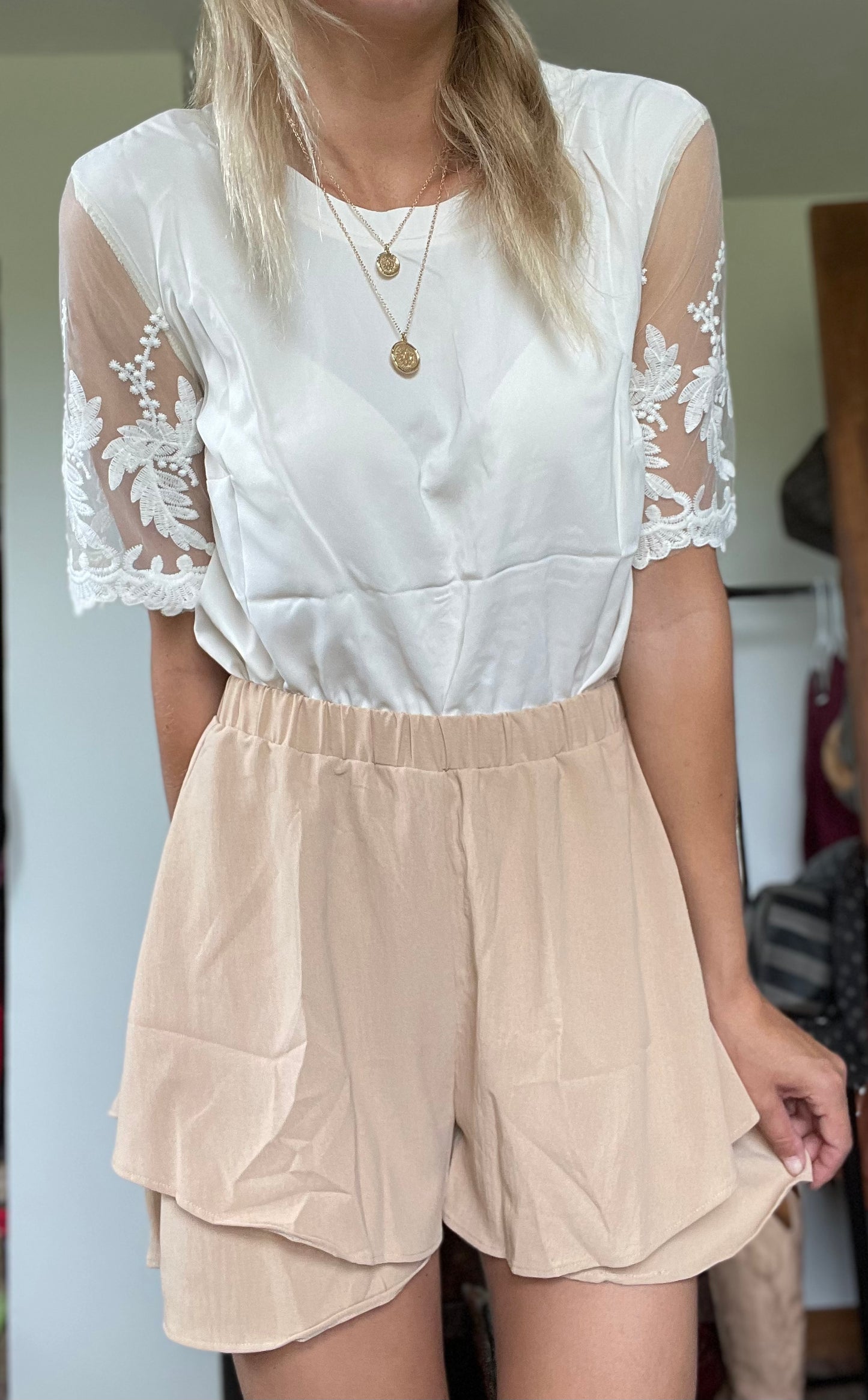 Khaki Ruffle Shorts