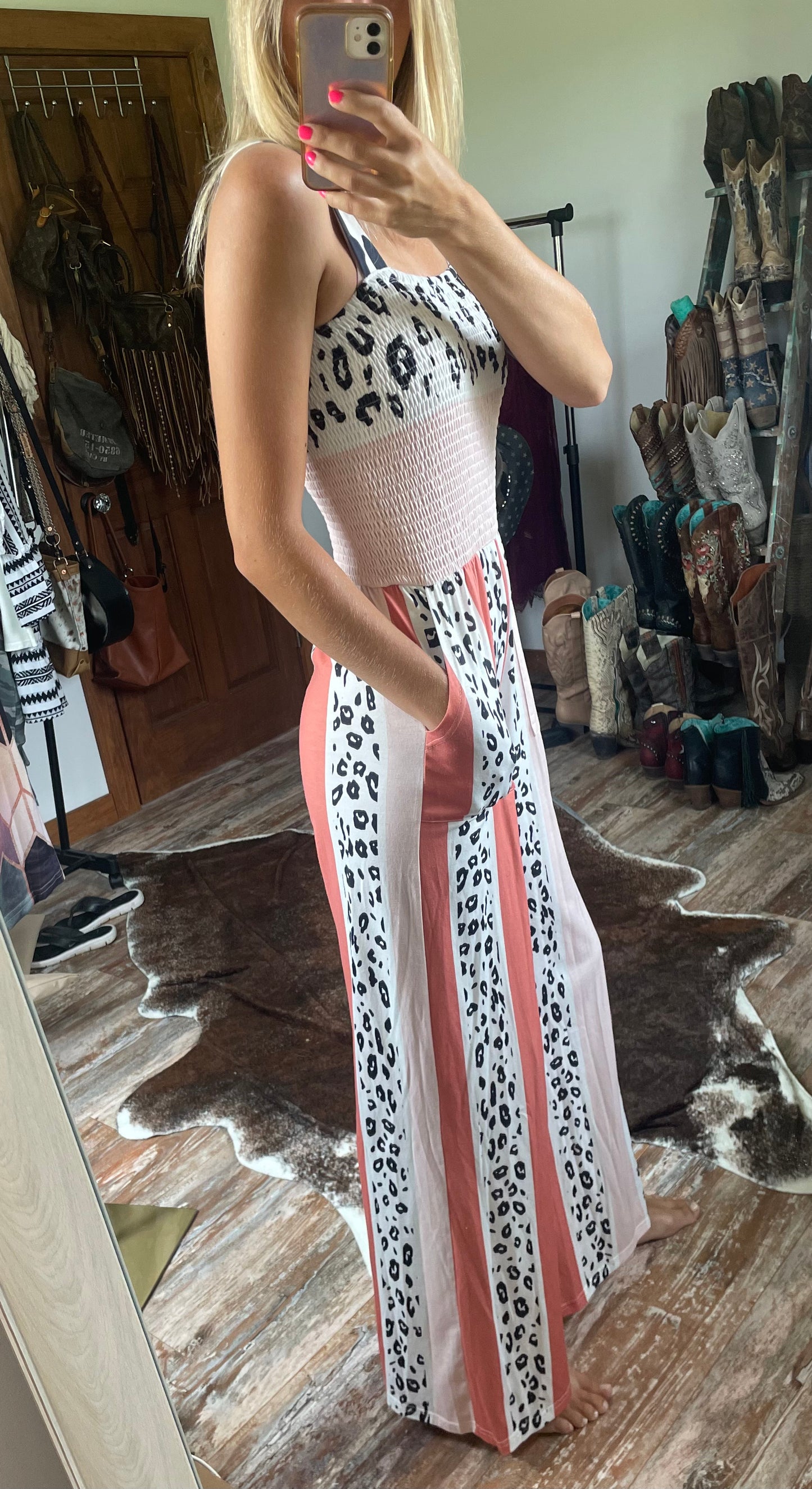 Color Block Leopard Jumpsuit