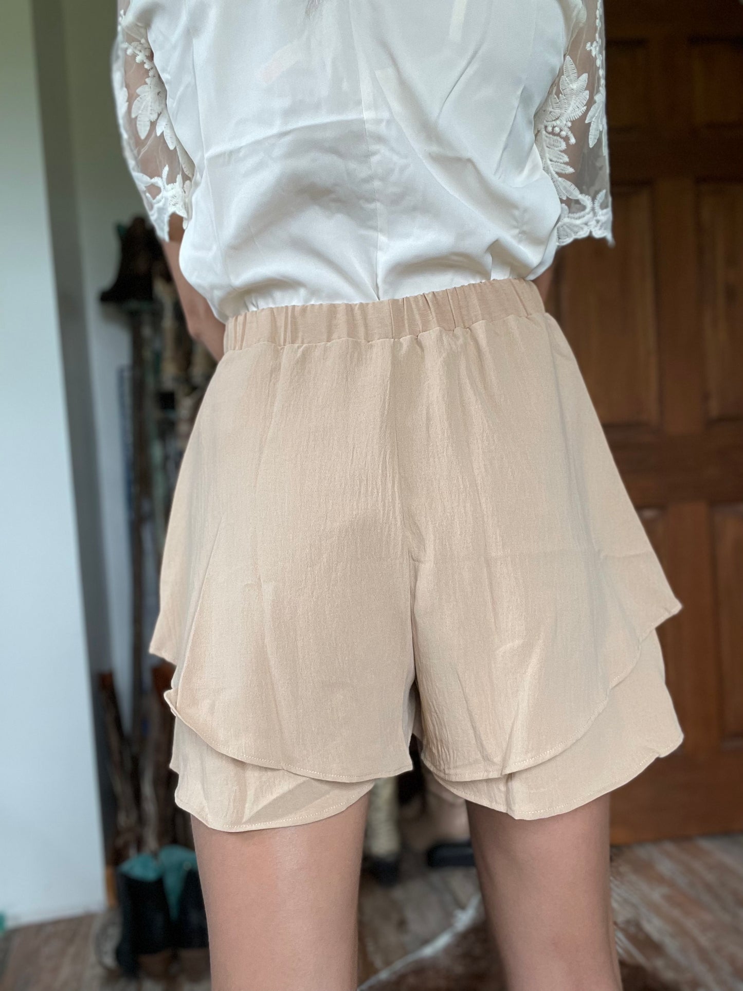 Khaki Ruffle Shorts