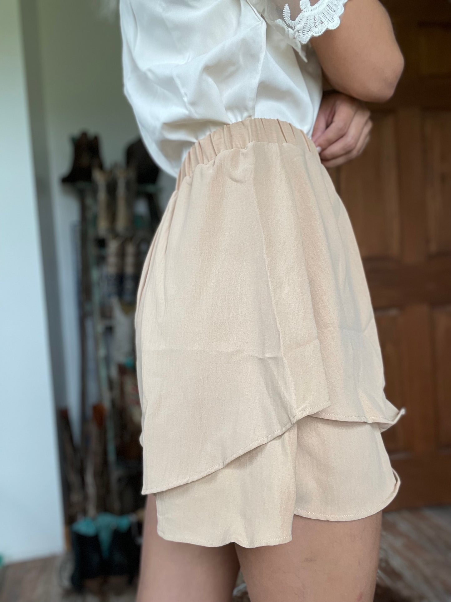 Khaki Ruffle Shorts