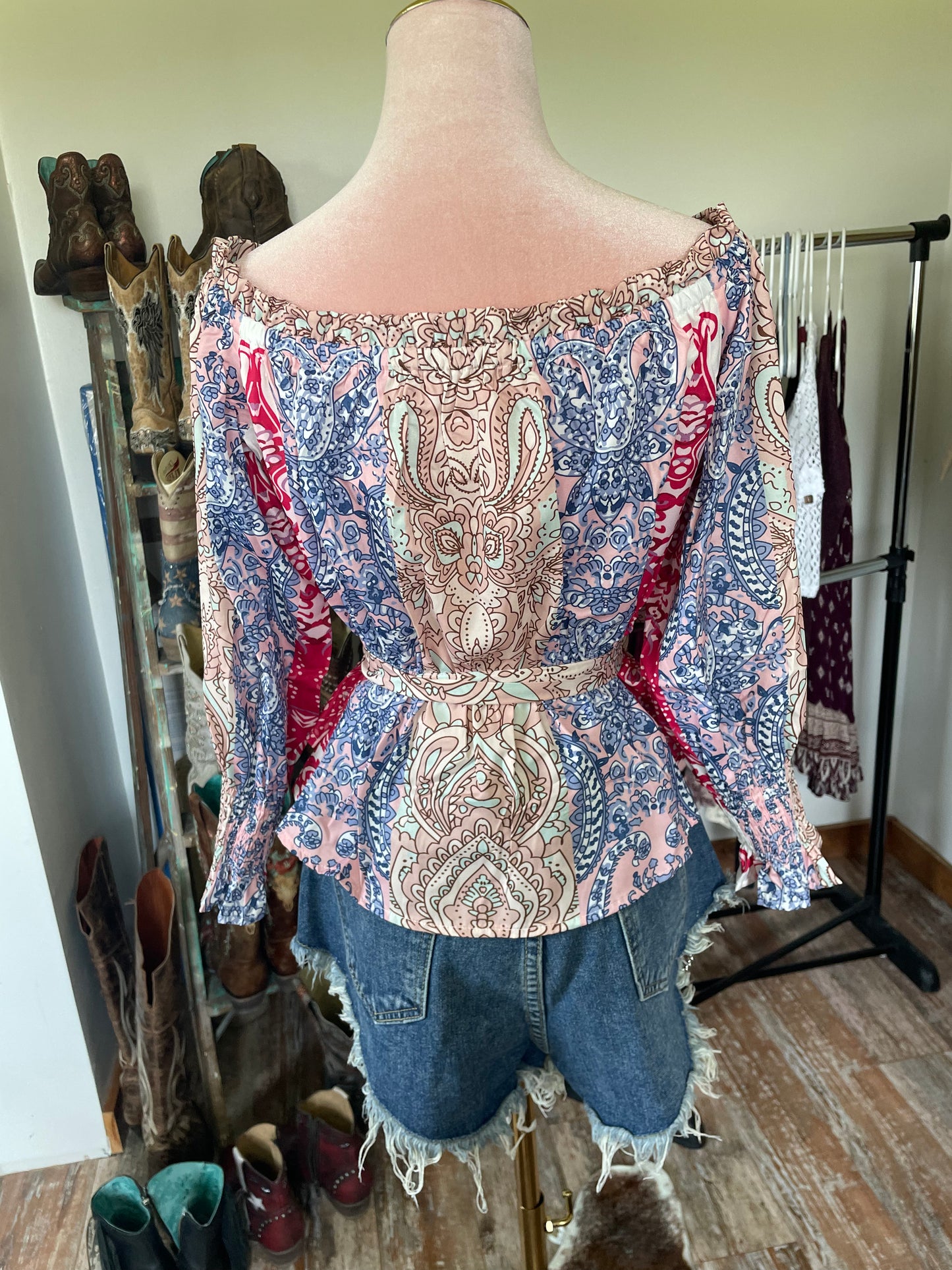 Floral Print Off Shoulder Blouse