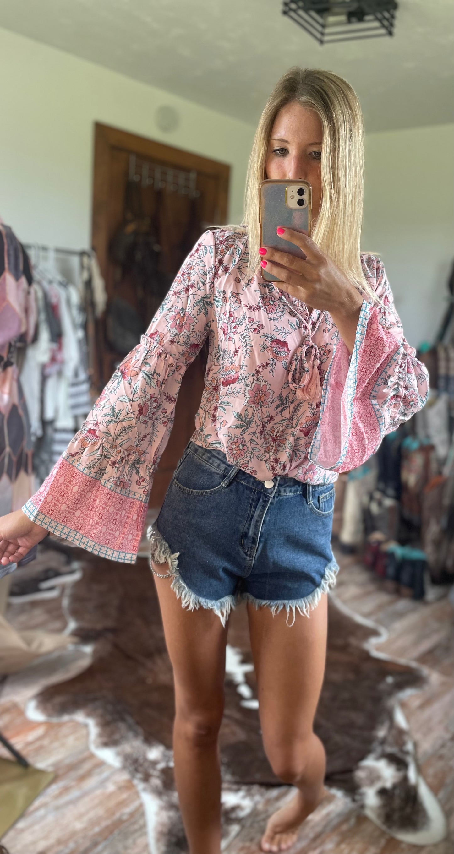 Floral Bell Sleeve Top